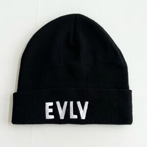 New EVLV Storm Black Embroidered Beanie Hat Cap UNISEX One Size Acrylic